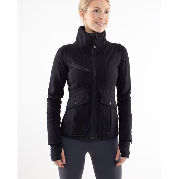 LULULEMON Size 8‎ It’s Happening Slim Knit Zip Jacket Black - Picture 1 of 10